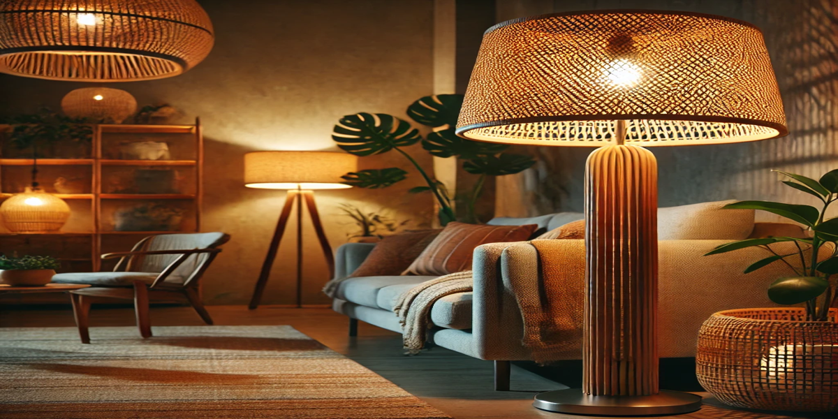 rattan floor lamp